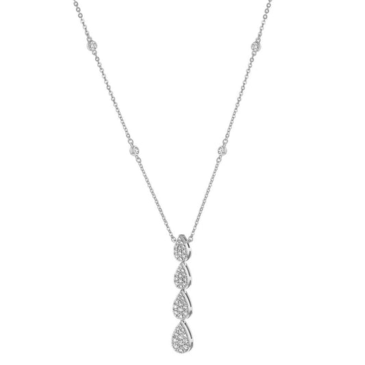 14K White Gold 0.75 carat Diamonds Dangling Teardrop Necklace