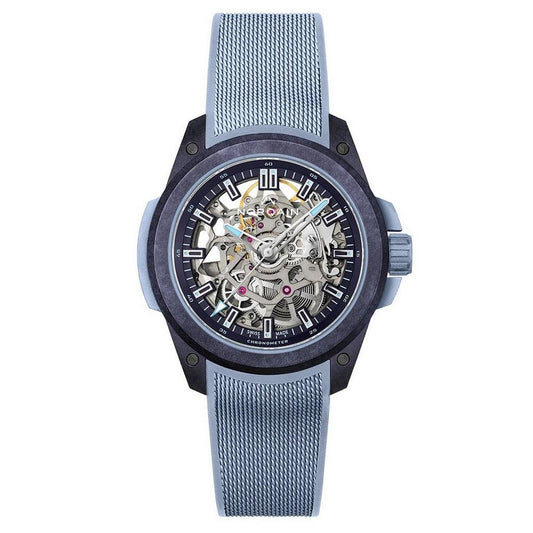 NORQAIN Wild One Skeleton 39Mm Purple Ice Blue Rubber Strap Automatic Watch N3001.07Q05.P01.R01