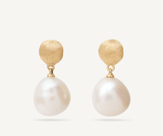 18kt yellow gold pearl drop earrings