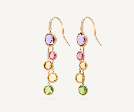 18kt yellow gold mixed gemstone hook earrings