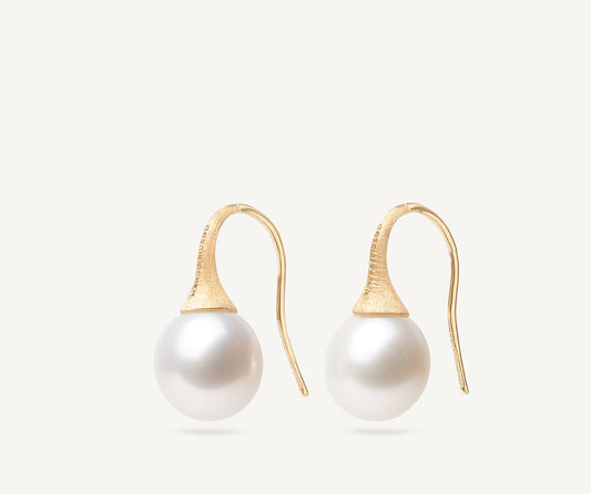 Gold and pearl drop earrings