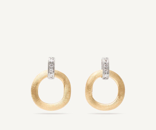 Gold stud earrings with diamonds