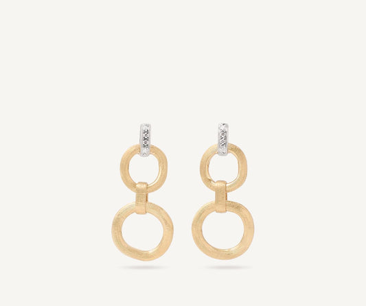 Double-drop gold diamond earrings