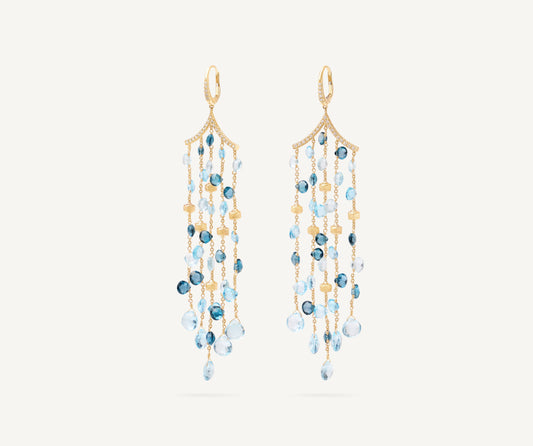 18K Yellow Gold Mixed Topaz Five-Strand Chandelier Earrings