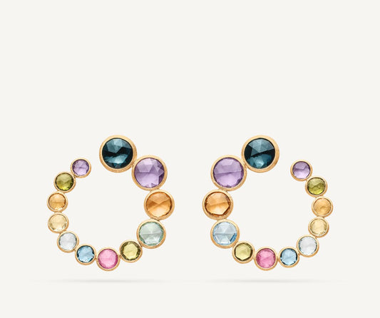 18kt yellow gold earrings with multicolor gems