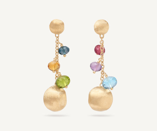 18kt yellow gold mixed gemstone short drop earrings