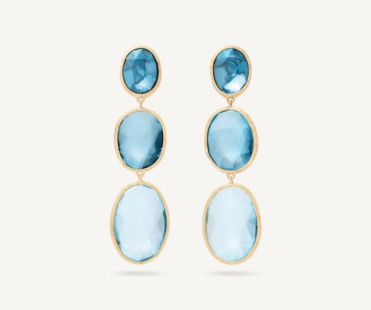 18K Yellow Gold Three-Stone Topaz Earrings