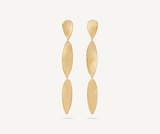 18kt yellow gold triple leaf earrings