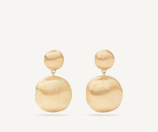 Gold two-bead drop earrings