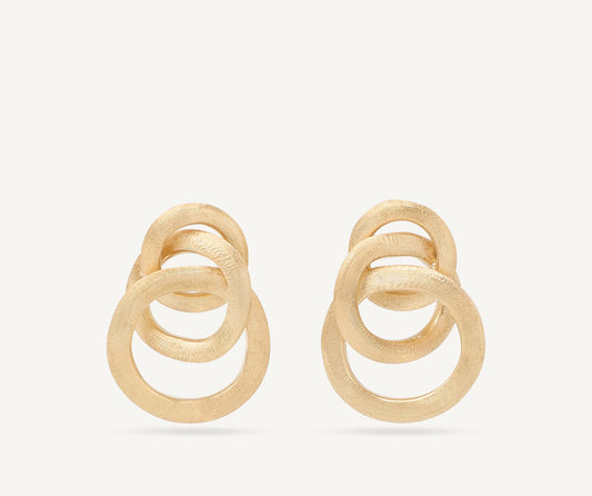 Gold stud earrings with links