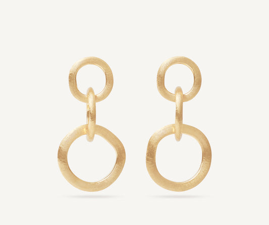 Gold chandelier earrings with three elements