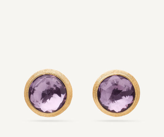 18kt yellow gold amethyst stud earrings, small model