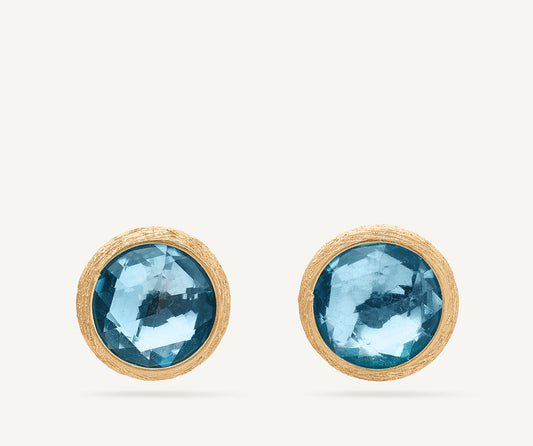 18kt yellow gold stud earrings with sky topaz, small
