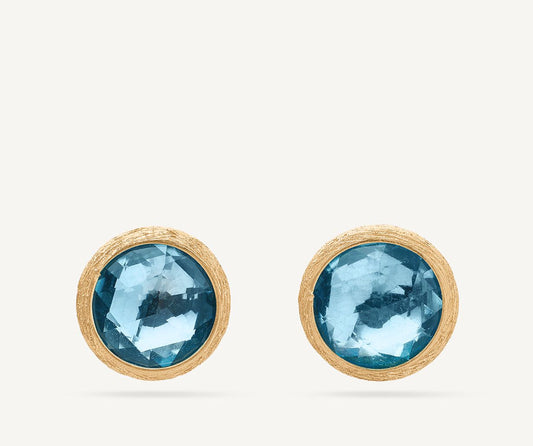 18kt yellow gold stud earrings with sky topaz, small