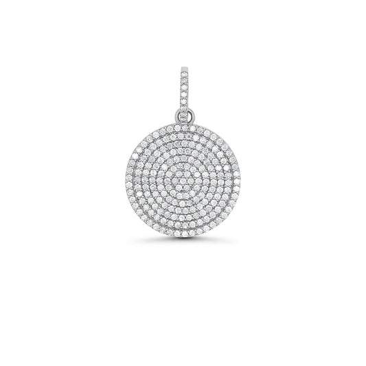All Diamond Circle Medallion Pendant Only or on Cable Chain