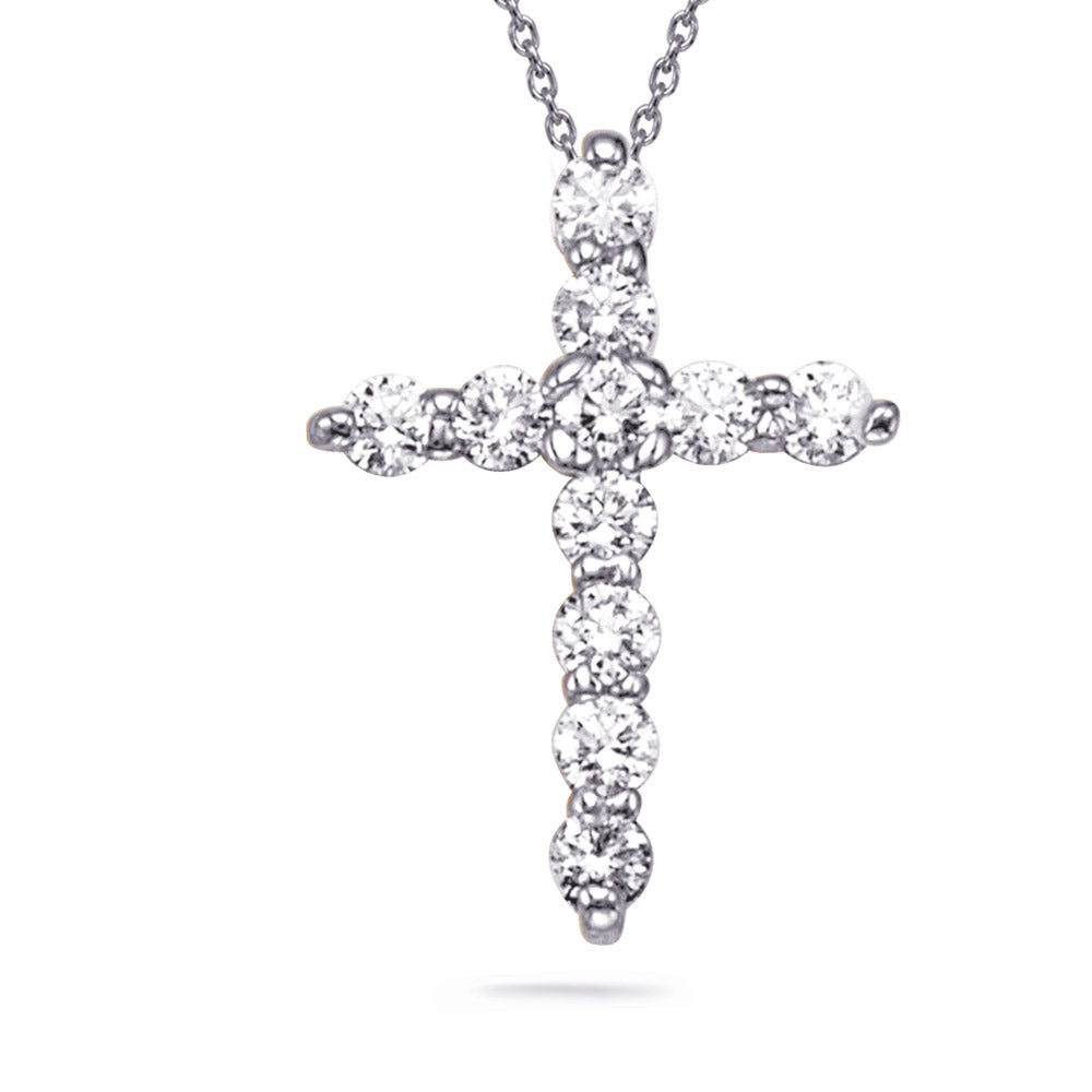 This Pendant is available in 14K White Gold. There are a total of 11 stones. There are Rounds with a total carat weight of 0.28 set in a Prong Set setting.