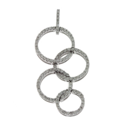 This Pendant is available in 14K White Gold. There are a total of 110 stones. There are Rounds with a total carat weight of 0.49 set in a Micro Prong setting.