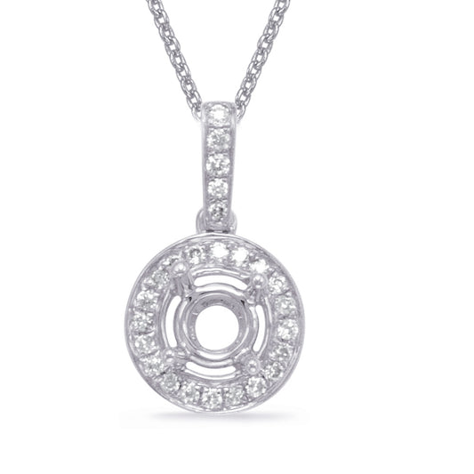 This Pendant is available in 14K White Gold. There are a total of 25 stones. There are Rounds with a total carat weight of 0.14 set in a Micro Pave setting.