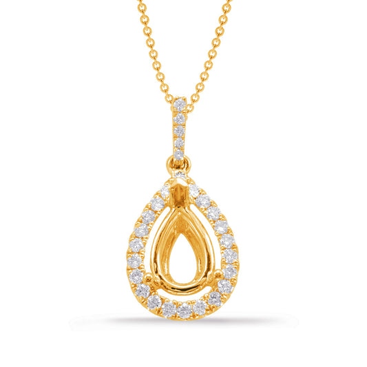 This Pendant is available in 14K Yellow Gold. There are a total of 28 stones. There are Rounds with a total carat weight of 0.29 set in a Micro Prong setting.