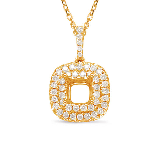 This Pendant is available in 14K Yellow Gold. There are a total of 45 stones. There are Rounds with a total carat weight of 0.33 set in a Micro Prong setting.