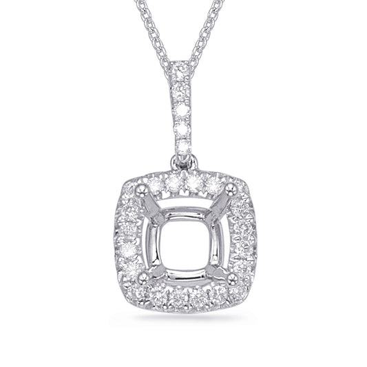 This Pendant is available in 14K White Gold. There are a total of 25 stones. There are Rounds with a total carat weight of 0.25 set in a Micro Prong setting.