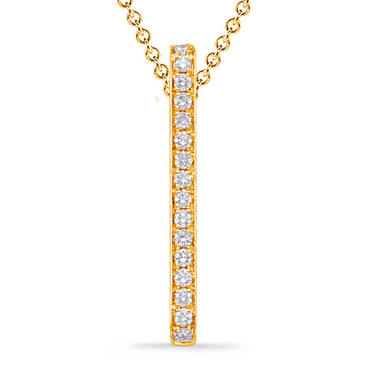 This Pendant is available in 14K Yellow Gold. There are a total of 16 stones. There are Rounds with a total carat weight of 0.2 set in a Micro Prong setting.