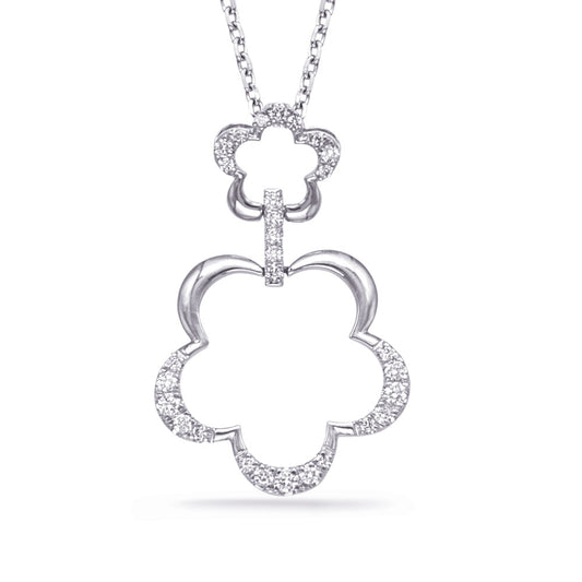This Pendant is available in 14K White Gold. There are a total of 29 stones. There are Rounds with a total carat weight of 0.29 set in a Prong Set setting.