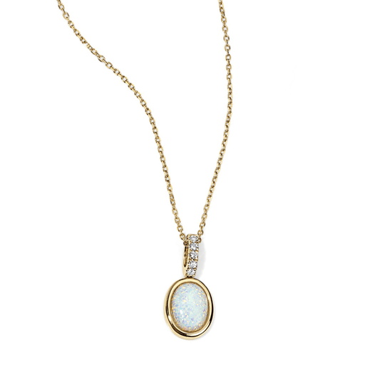 Australian Opal Pendant with Diamond Accents PJ-PE19757/OPAL/14Y/XA