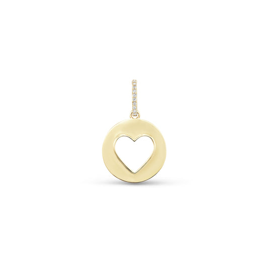 14k Open Heart Pendant Only or on Rolo Chain - 20"