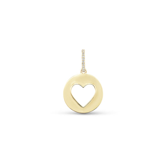 14k Open Heart Pendant Only or on Rolo Chain - 20"