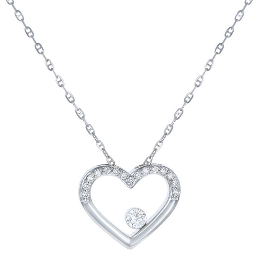 14K White Gold MIRAGIO Heart Shape Diamond Pendant