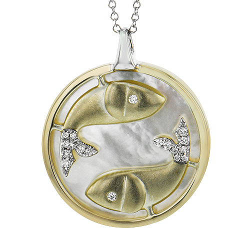 Pisces Pendant in 14k Gold with Diamonds