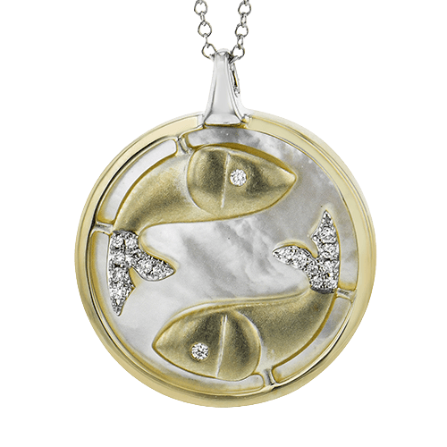 Pisces Pendant in 14k Gold with Diamonds