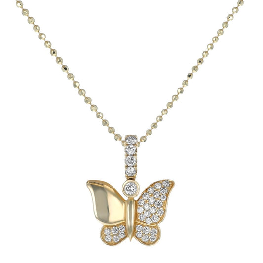 14K Yellow Gold 0.27 carat Diamonds Butterfly Pendant