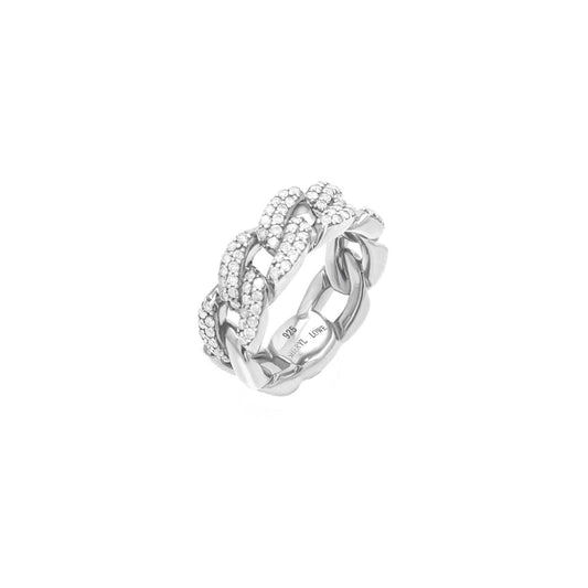 Diamond Curb Chain Link Ring