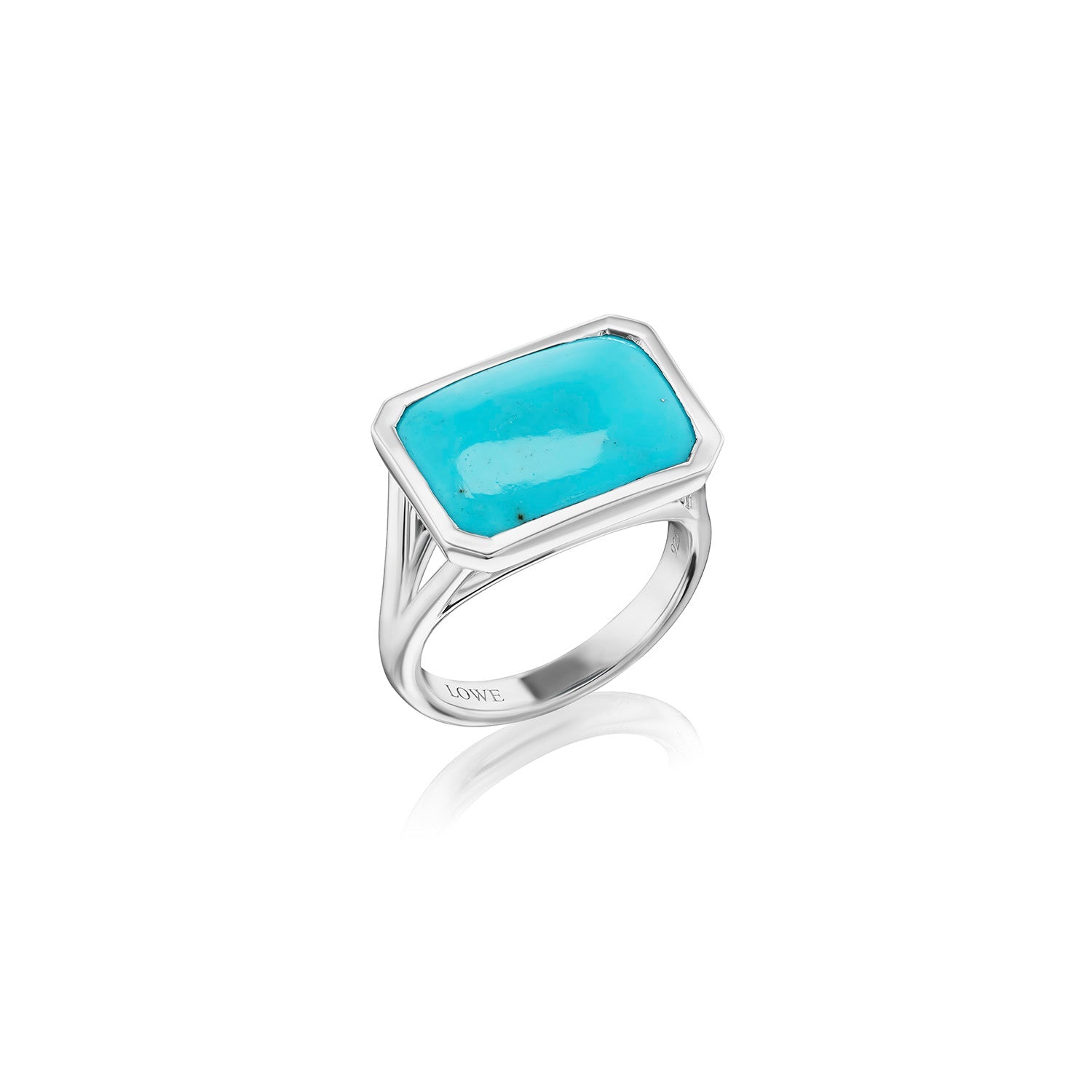 The Joni Emerald Cut Cabochon Ring - Turquoise