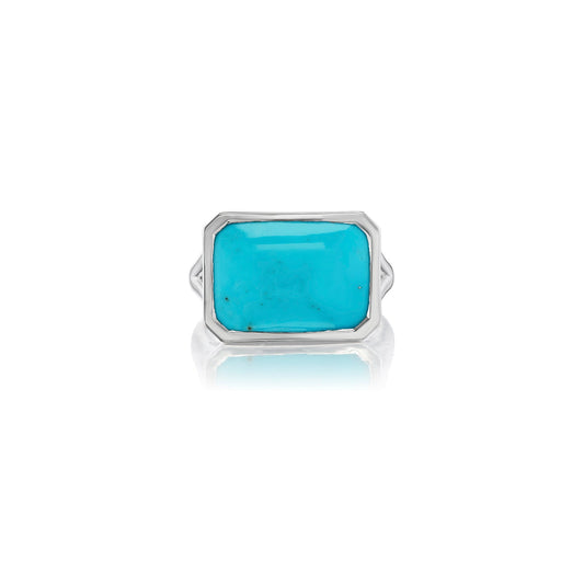 The Joni Emerald Cut Cabochon Ring - Turquoise