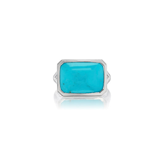 The Joni Emerald Cut Cabochon Ring - Turquoise