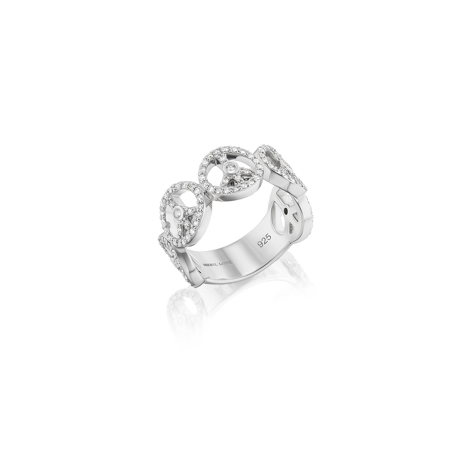 Diamond Peace Sign Band Ring