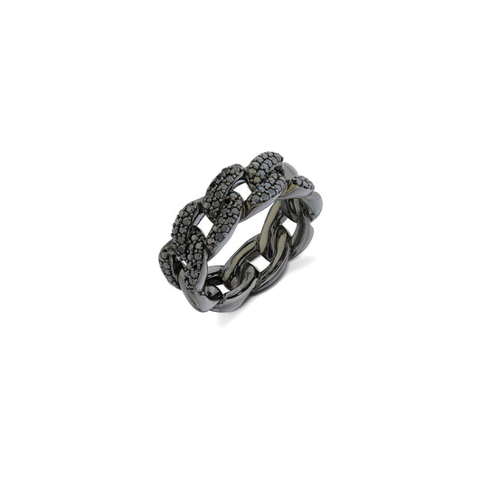 Black Diamond Curb Chain Link Ring