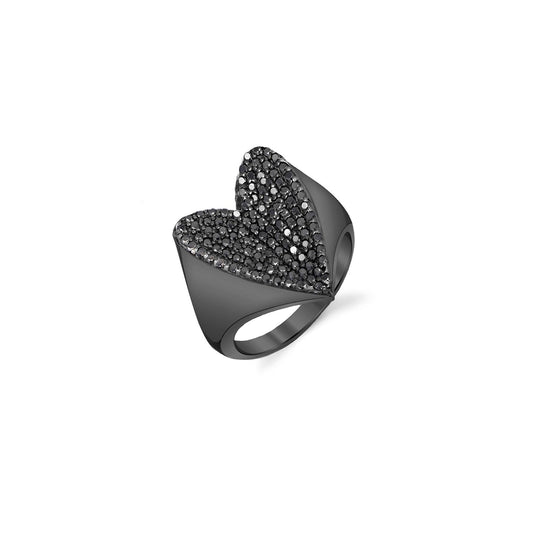 Black Diamond Folded Heart Ring