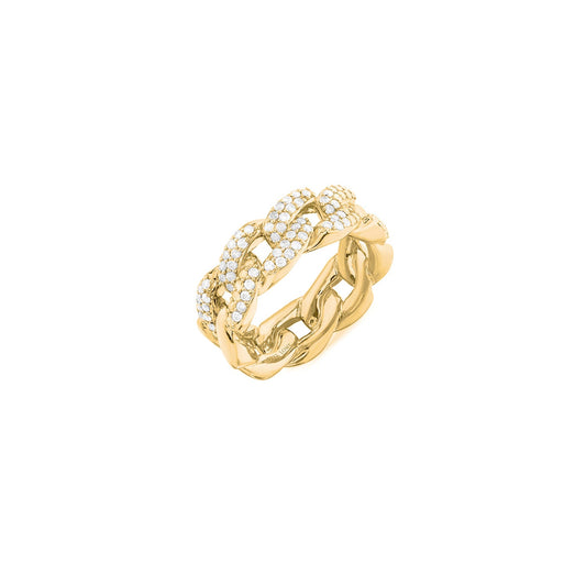 14k Diamond Curb Chain Link Ring