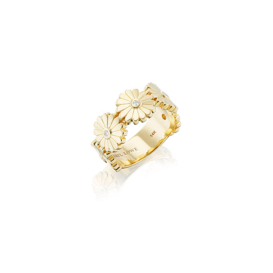 14k Gold Flower Power Daisy Band Ring
