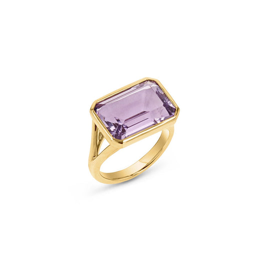 The Joni 14k Gold Emerald Cut Ring - Amethyst