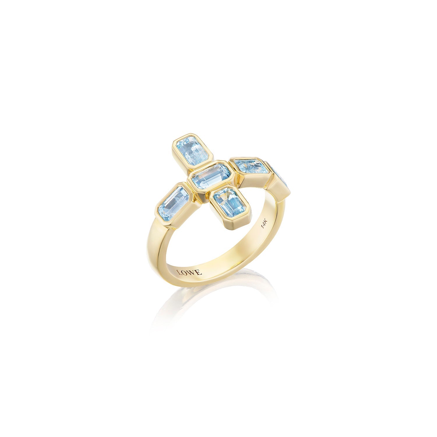 14k Aquamarine Cross Ring