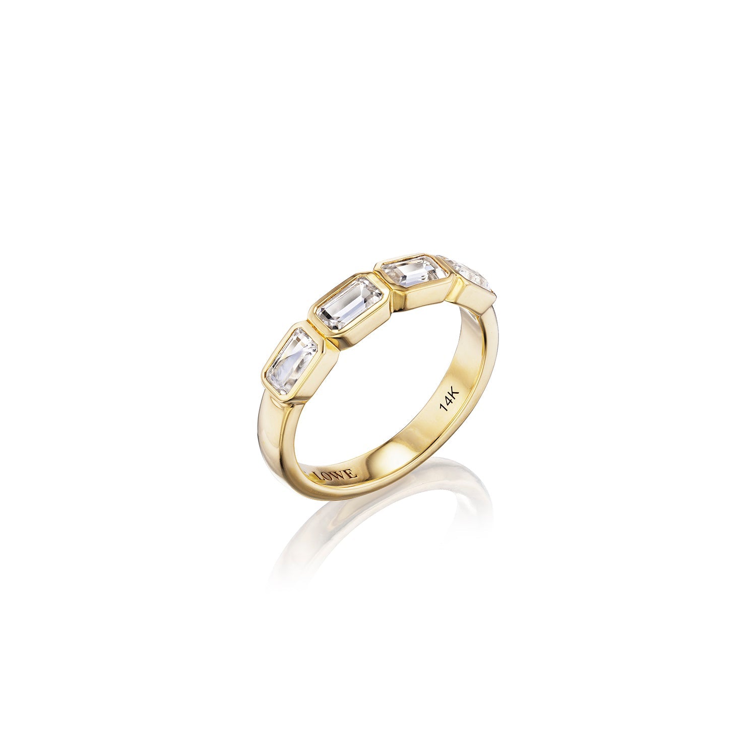 14k Crystal Quartz Emerald Cut Stacking Band Ring