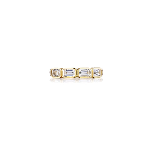 14k Crystal Quartz Emerald Cut Stacking Band Ring