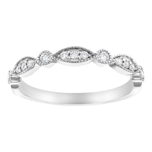 14K White Gold 0.19 carat Diamonds Art Deco Band Ring