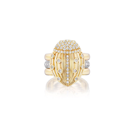 14k Diamond Love Bug Triple Shank Ring