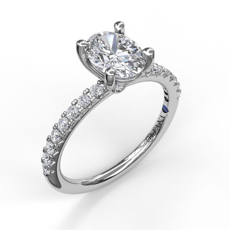 Classic Single Row Engagement ring with an Oval Center Diamond. S3002 - TBird